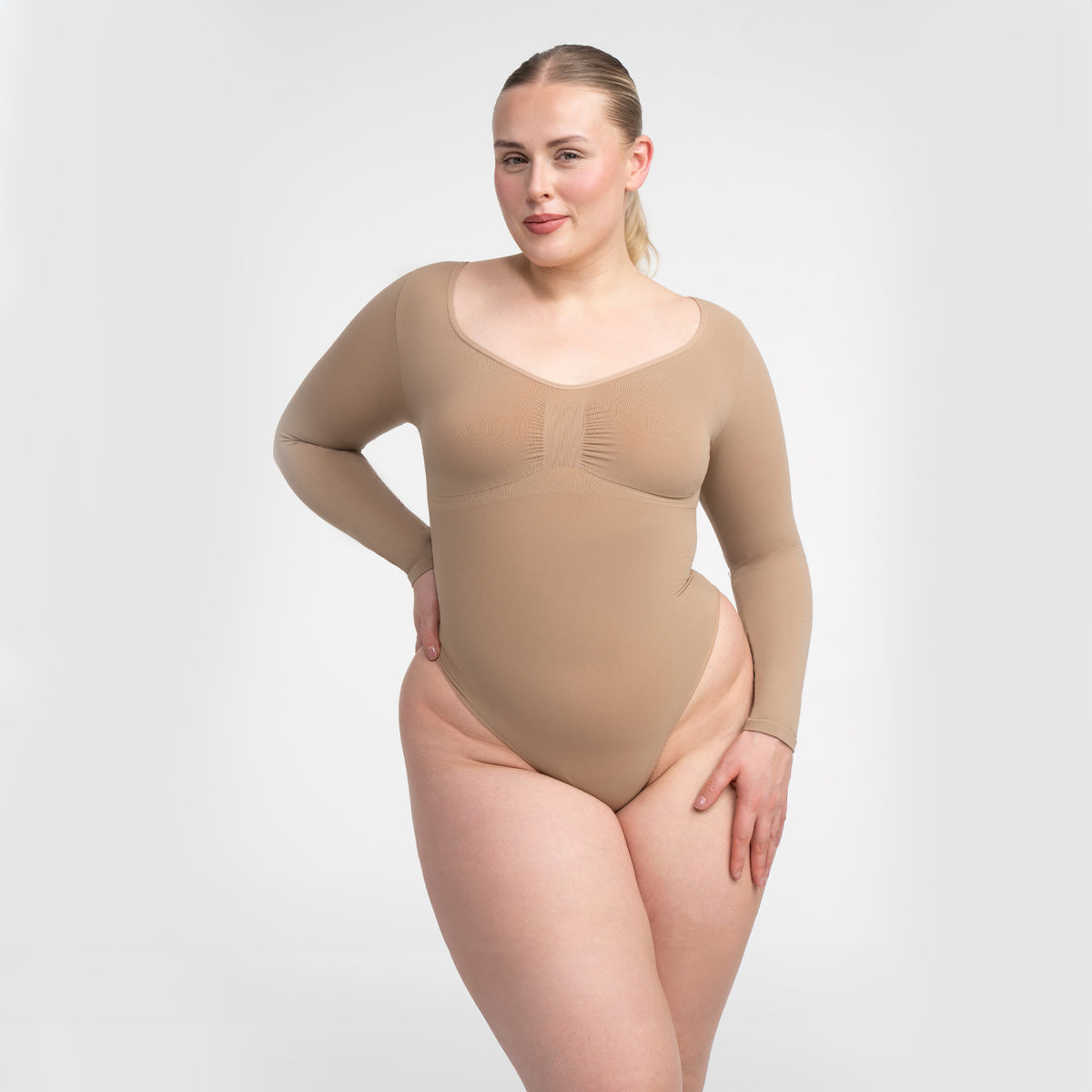 Sculpting Shapewear Long Sleeve Bodysuit with Briefs - Medium Shape