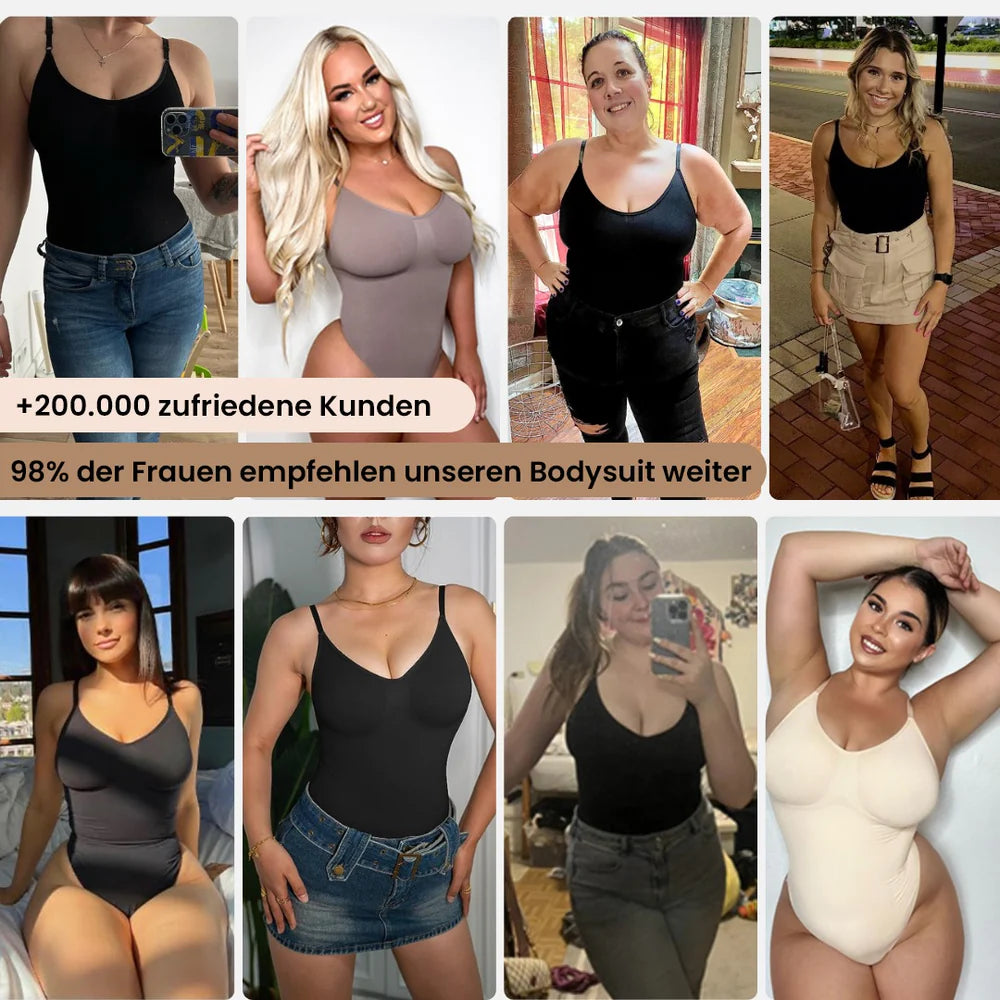 Body contenitivo modellante a maniche lunghe con perizoma