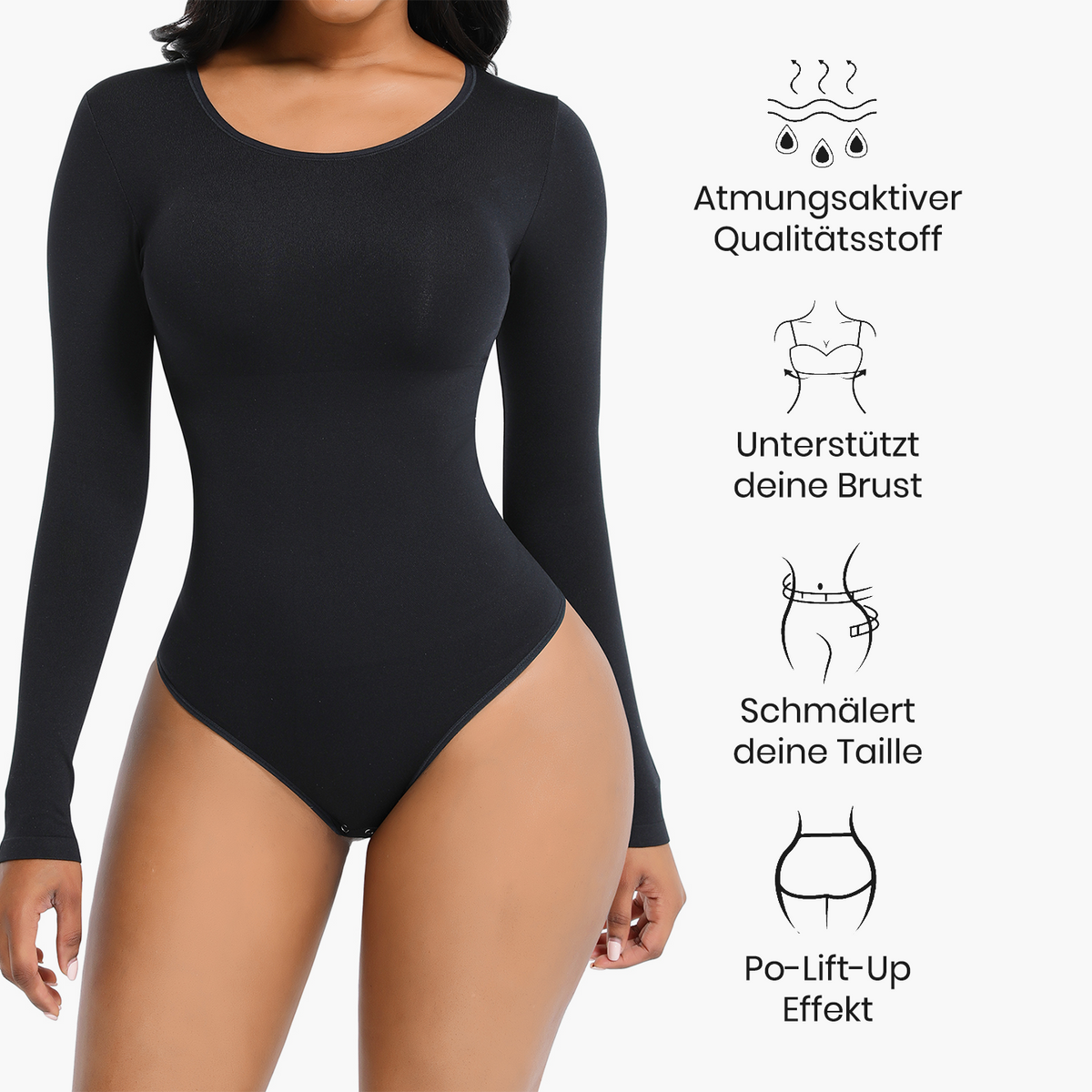 Longsleeve bodysuit beeldhouwen shapewear