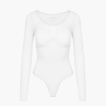 Body contenitivo modellante a maniche lunghe con perizoma