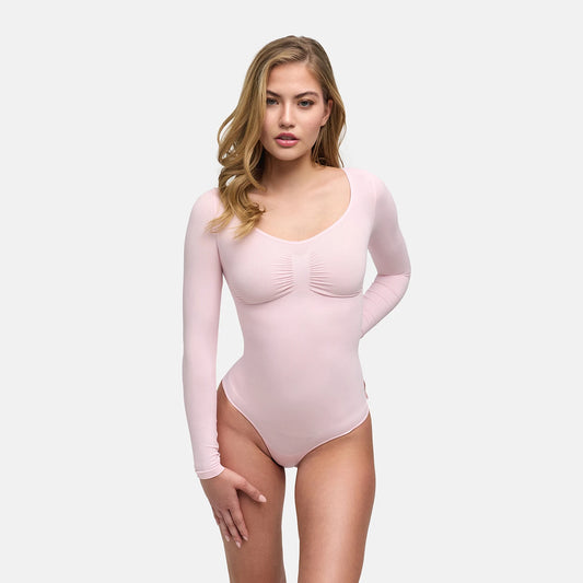 Body modelujące wyszczuplające z długim rękawem i stringami