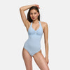 Halterneck Bodysuit Sculpting Shapewear met geïntegreerde pads met slip